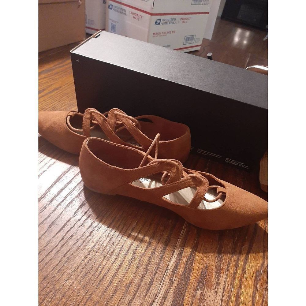 Size 8 Christian Siriano Payless Brown Flat Cut Out Tie Casual Dress Shoes - Picture 3 of 4